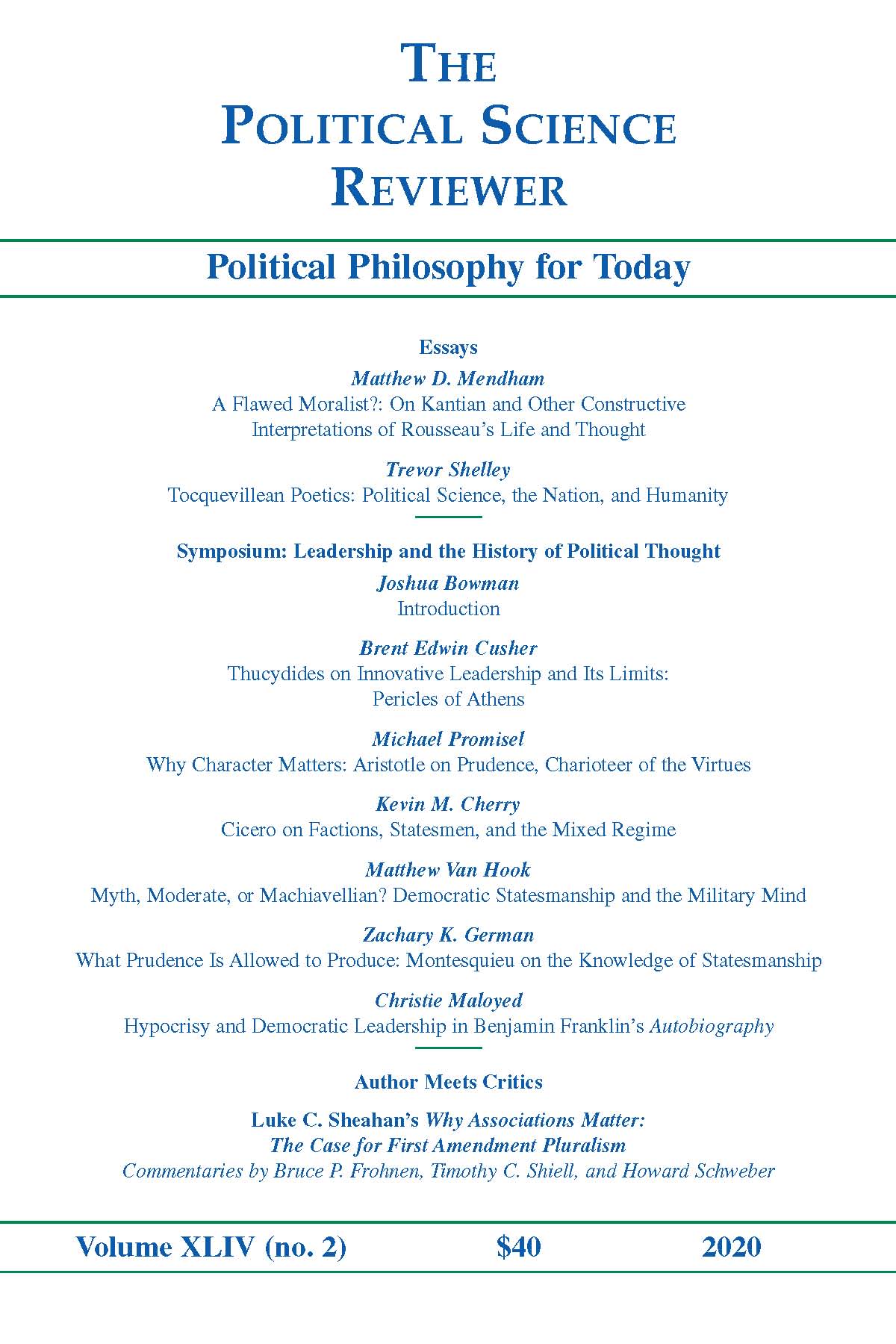 Political Science Reviewer, Volume 42.2
